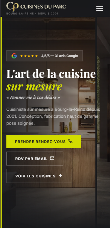 Cuisines du Parc, nouveau site sur mobile