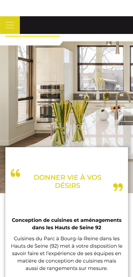 Cuisines du Parc, ancien site sur mobile